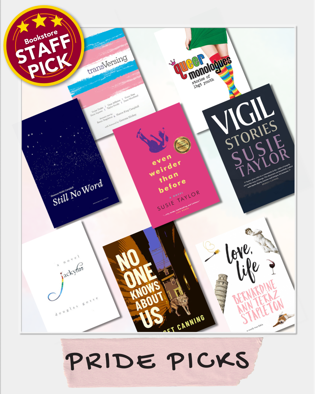 Selection of eight LGBTQ+ books